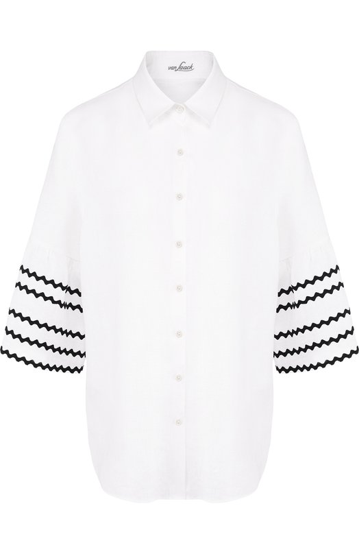 Льняная блуза свободного кроя с укороченными рукавами Van Laack 