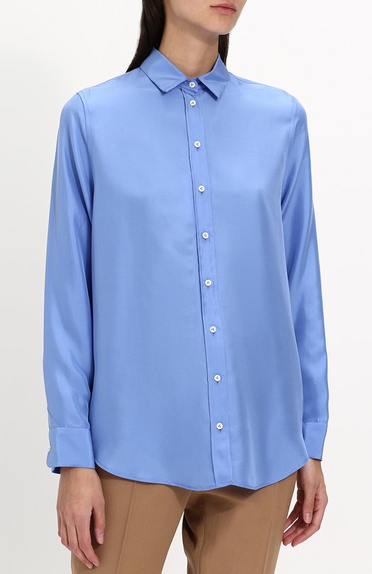Однотонная шелковая блуза свободного кроя Van Laack 