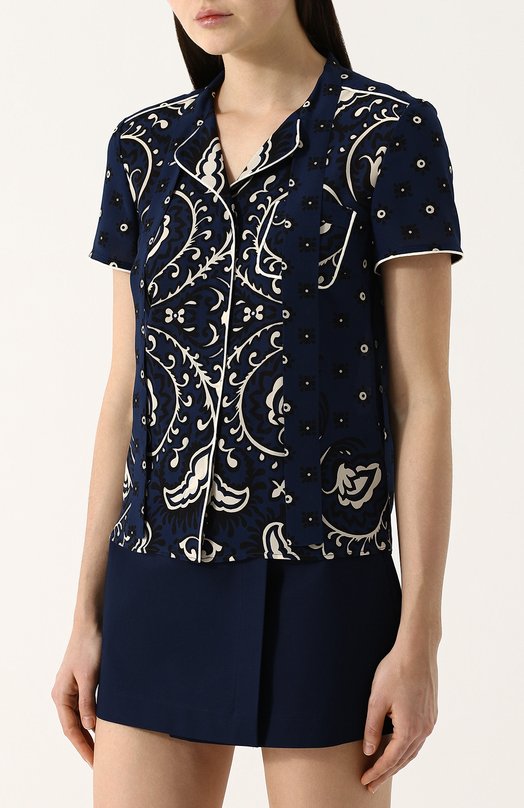 Шелковая блуза с коротким рукавом и принтом REDVALENTINO 