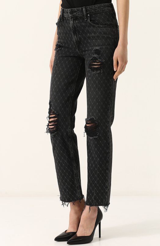 Укороченные джинсы свободного кроя с потертостями Denim X Alexander Wang 