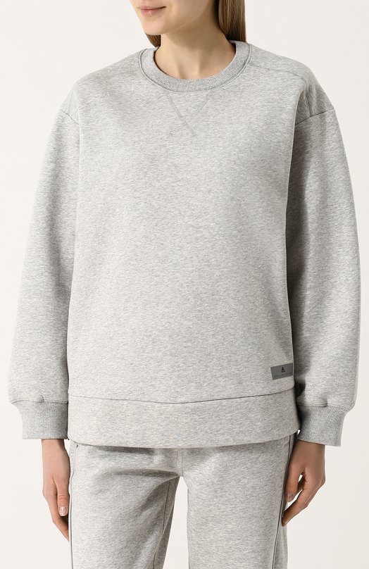 Хлопковый пуловер свободного кроя с круглым вырезом adidas by Stella McCartney 
