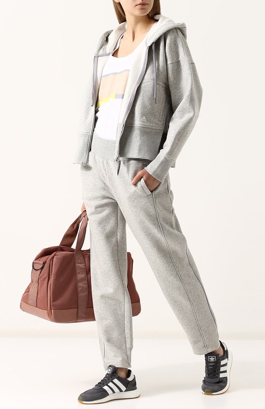 Хлопковые брюки прямого кроя с карманами adidas by Stella McCartney 