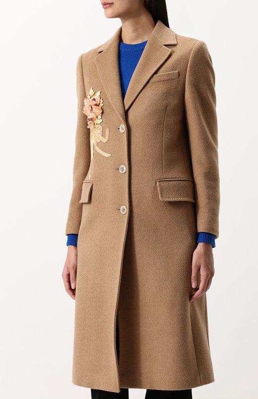 Однотонное шерстяное пальто с декоративной отделкой Gucci 