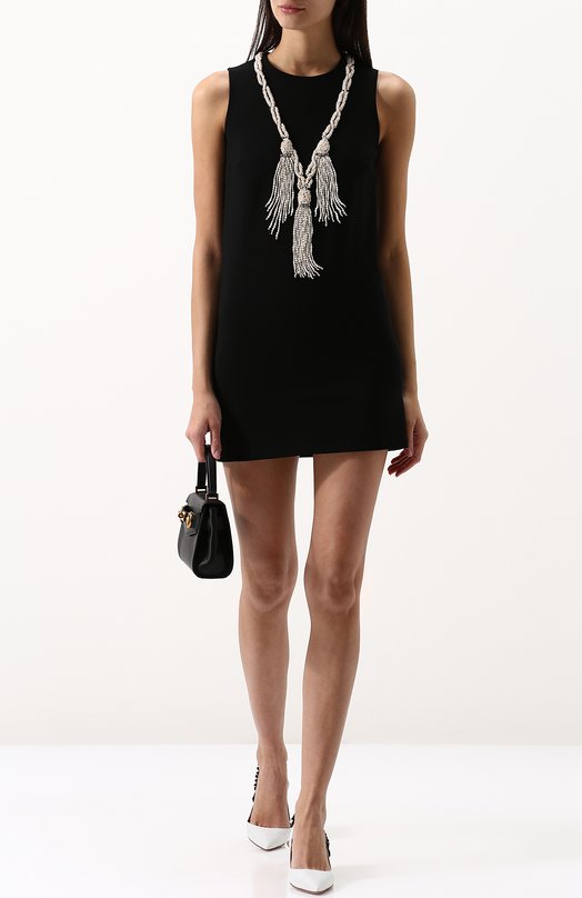 Однотонное мини-платье без рукавов с декоративной отделкой Gucci 