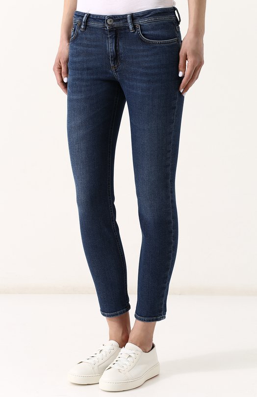 Укороченные джинсы прямого кроя с потертостями ACNE STUDIOS 