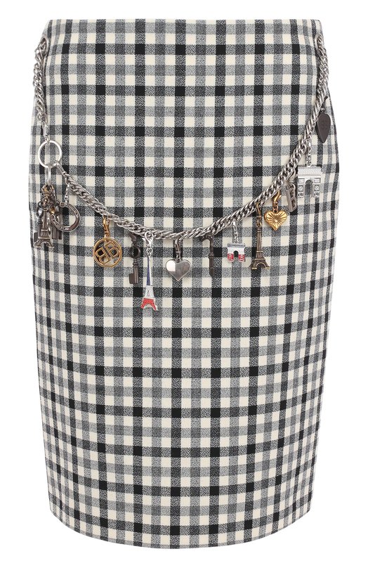 Шерстяная юбка-карандаш в клетку с декорированным поясом Balenciaga 