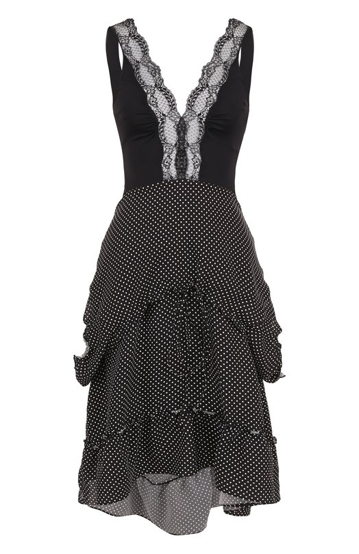 Приталенное платье с V-образным вырезом и оборками Balenciaga 