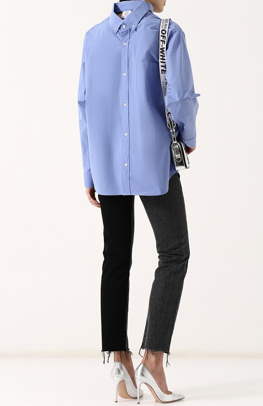 Однотонная блуза из смеси хлопка и льна с накладным карманом VETEMENTS 