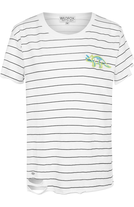 Хлопковая футболка с круглым вырезом в полоску WildFox 