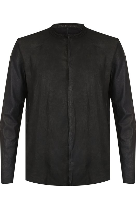 Кожаная куртка на кнопках с текстильными вставками TRANSIT 