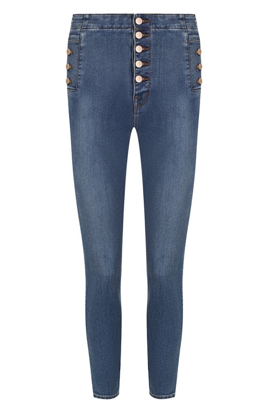 Укороченные джинсы-скинни с потертостями J Brand 