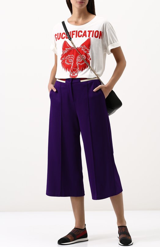 Укороченные брюки со стрелками и эластичным поясом Gucci 