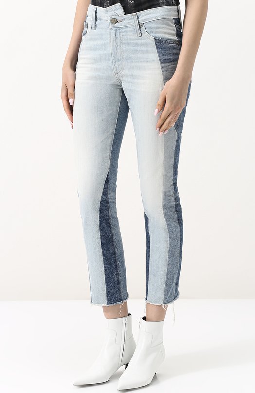 Укороченные джинсы с потертостями AG 