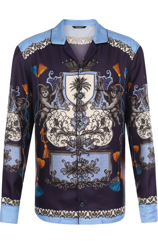 Шелковая домашняя сорочка с принтом Dolce&Gabbana 