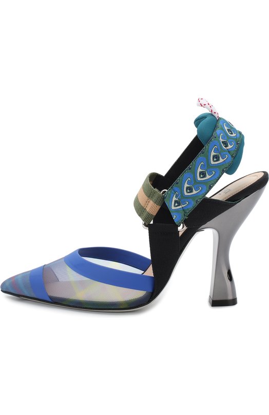 Текстильные туфли на фигурном каблуке Fendi 