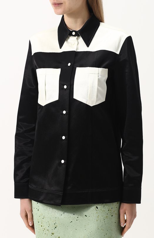 Блуза из смеси хлопка и вискозы с накладными карманами CALVIN KLEIN 205W39NYC 