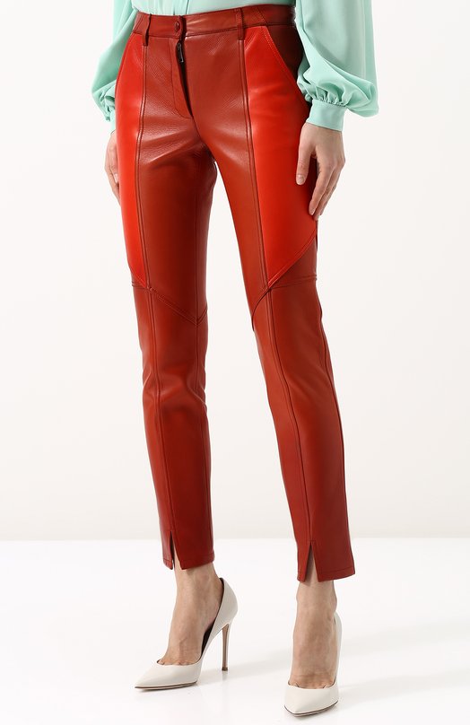 Кожаные брюки с контрастными вставками Givenchy 