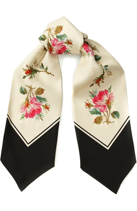 Шелковый шарф-бандо с цветочным принтом Gucci 