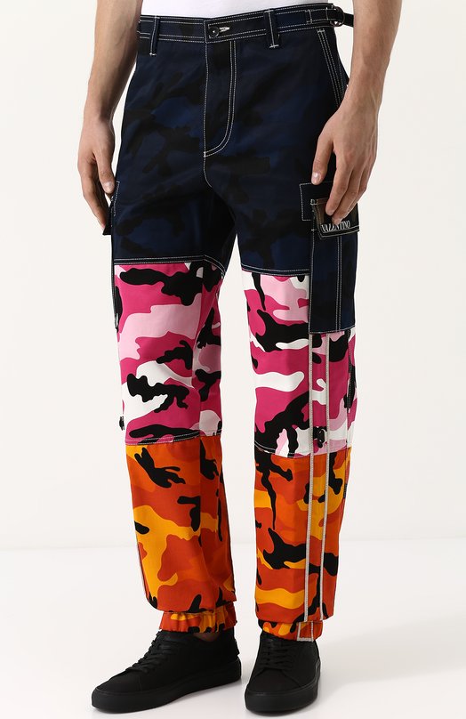 Хлопковые брюки-карго с камуфляжным принтом Valentino 