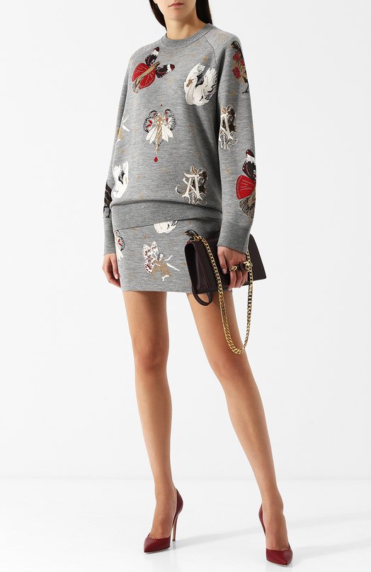 Пуловер из смеси шерсти и шелка с принтом Alexander McQueen 