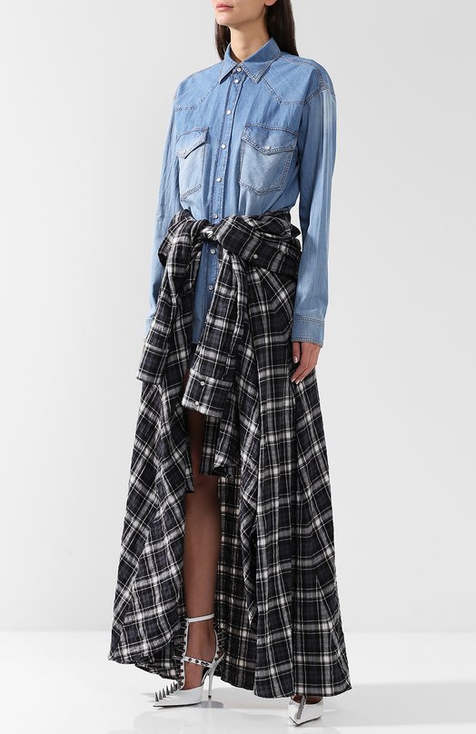 Клетчатое платье в комплекте с джинсовой рубашкой и шортами Faith Connexion 