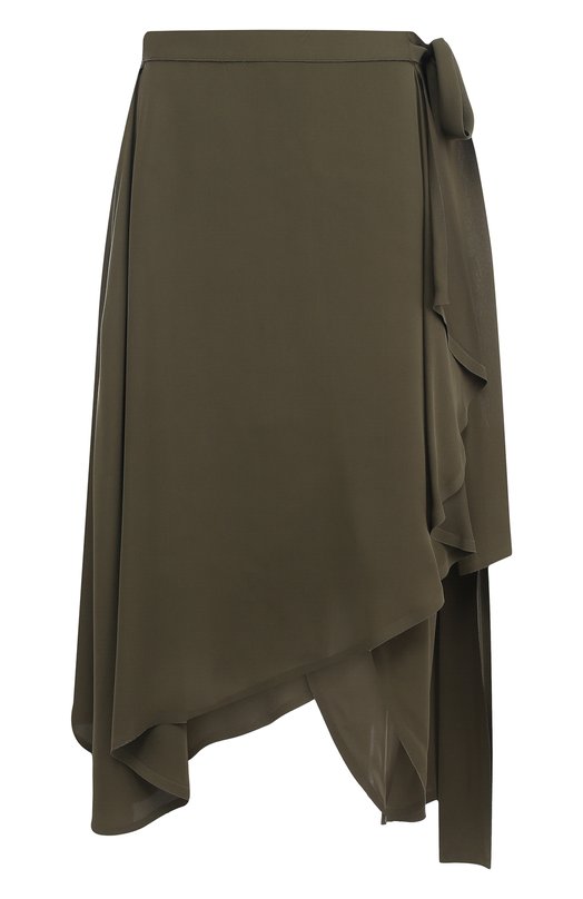 Однотонная шелковая юбка асимметричного кроя с оборками J.W.ANDERSON 