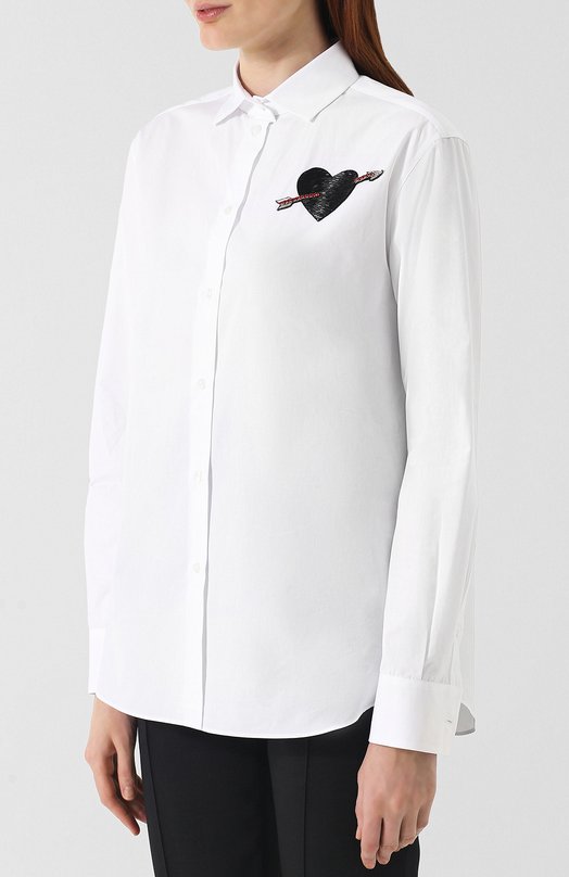 Однотонная хлопковая блуза с декоративной отделкой Valentino 