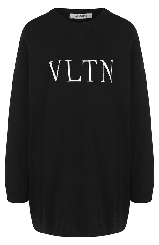 Однотонный пуловер с круглым вырезом и логотипом бренда Valentino 