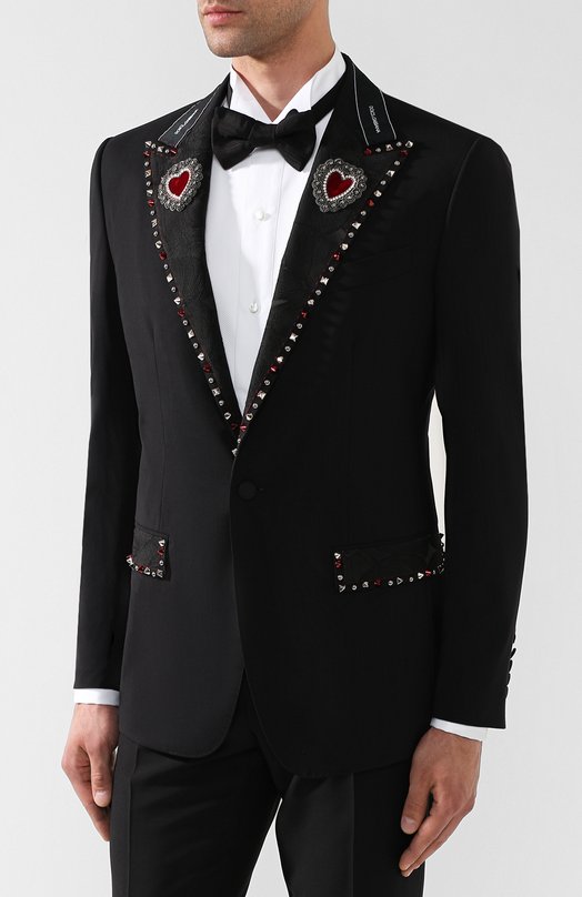 Шерстяной вечерний пиджак с отделкой Dolce&Gabbana 