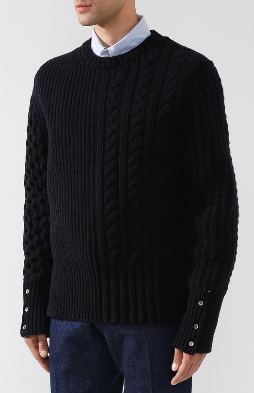 Шерстяной свитер фактурной вязки Thom Browne 
