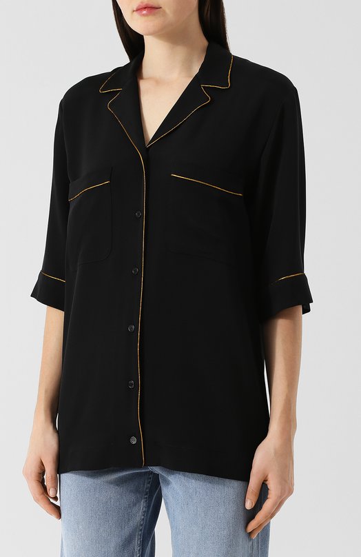 Шелковая блуза с контрастной отделкой Stella Mccartney 