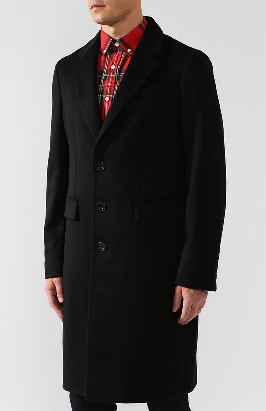 Однобортное пальто из смеси шерсти и кашемира Burberry 
