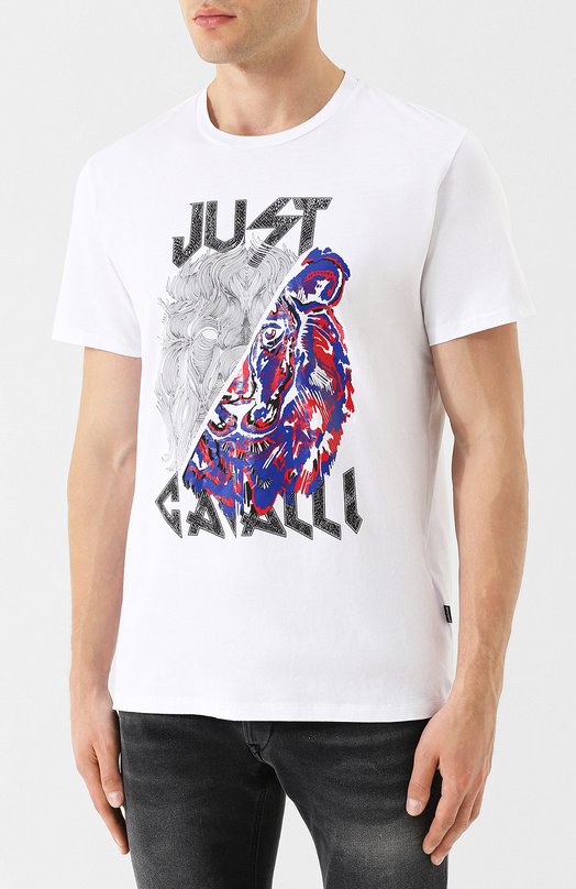 Хлопковая футболка с принтом Just Cavalli 