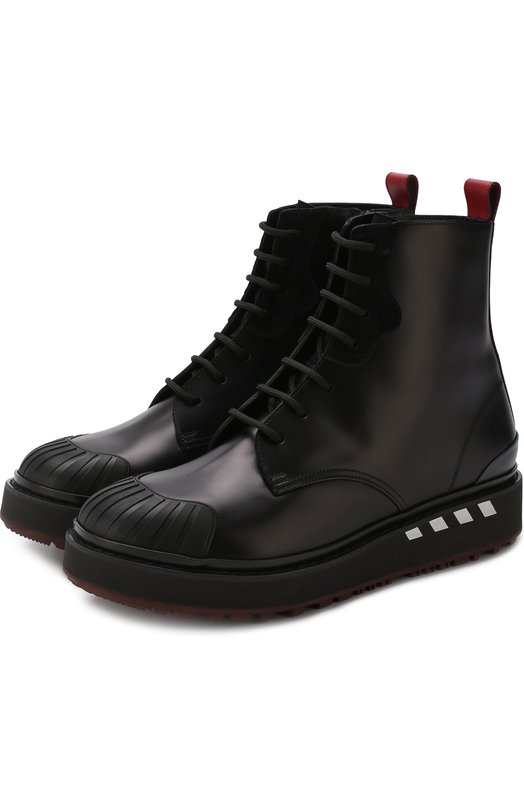Высокие кожаные ботинки Garavani на шнуровке с молнией Valentino 