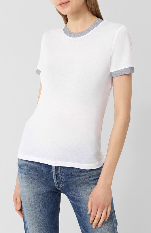 Однотонная футболка с круглым вырезом и контрастной отделкой Rag&Bone 