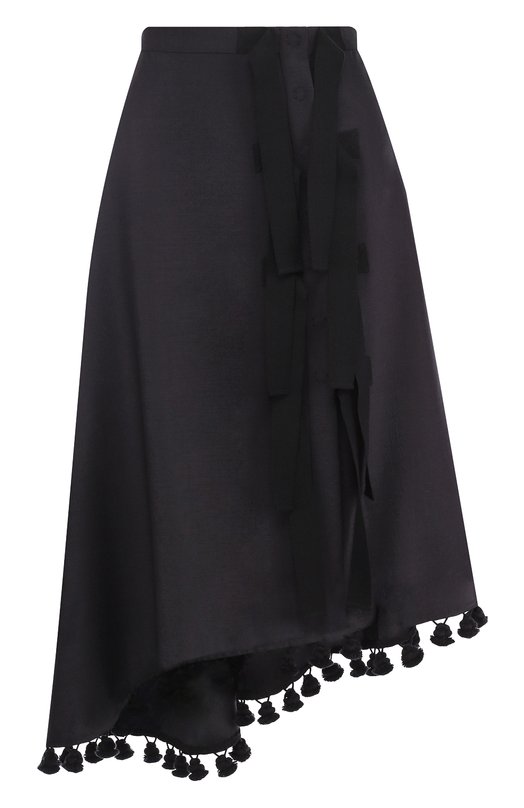 Однотонная юбка-миди с оборками и декоративной отделкой ALTUZARRA 