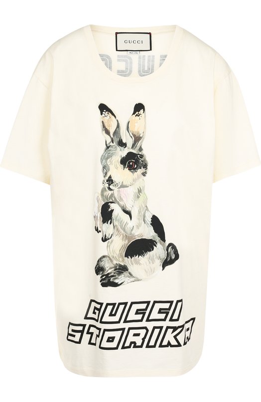 Хлопковая футболка с круглым вырезом и принтом Gucci 