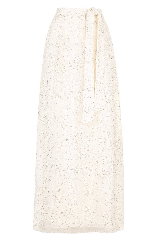 Шелковая юбка-макси с поясом и декоративной отделкой St. John 
