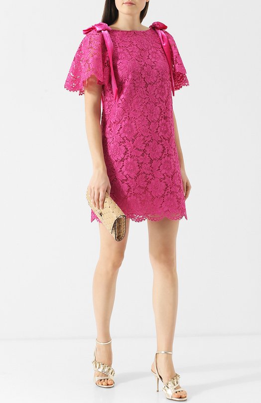 Кружевное мини-платье с бантами Valentino 