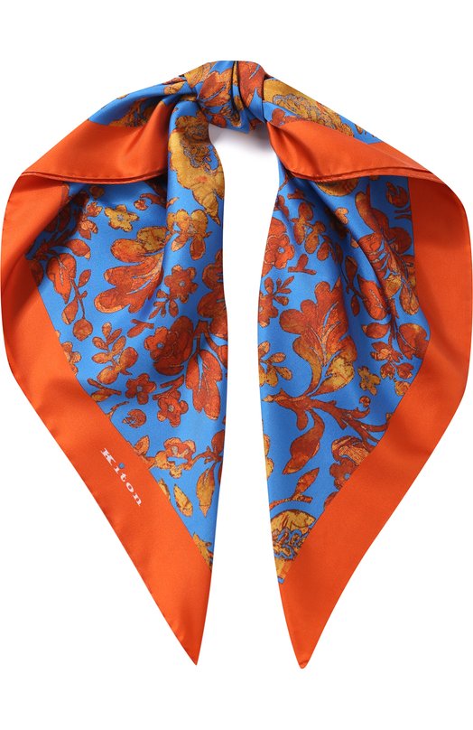 Шелковый платок с цветочным принтом Kiton 