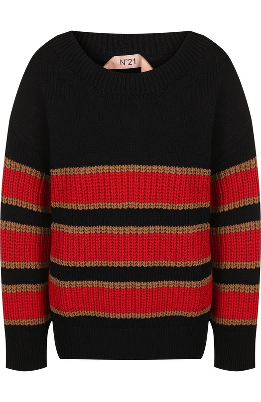 Вязаный пуловер с круглым вырезом из хлопка No. 21 