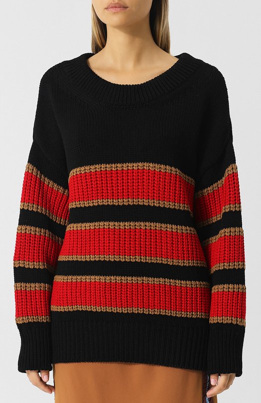 Вязаный пуловер с круглым вырезом из хлопка No. 21 