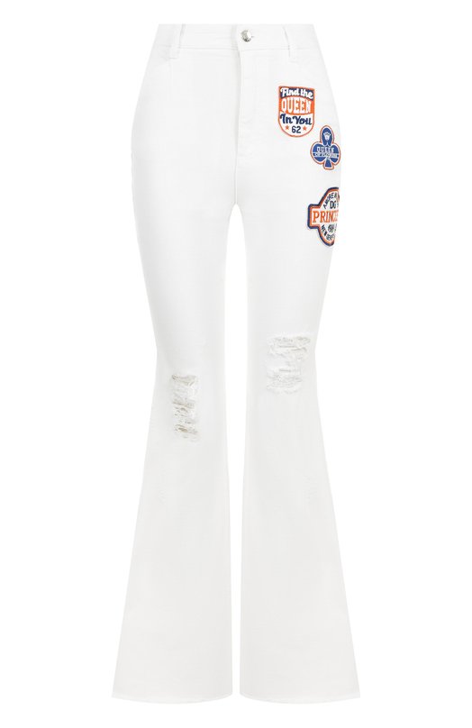 Расклешенные джинсы с потертостями и декоративной отделкой Dolce&Gabbana 