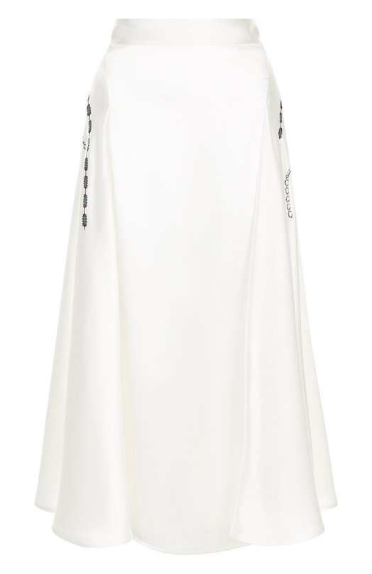 Шелковая юбка-миди с контрастной отделкой Victoria Beckham 