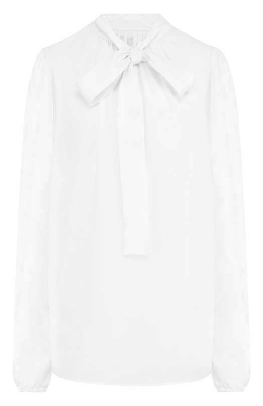 Однотонная шелковая блуза с воротником аскот Dolce&Gabbana 