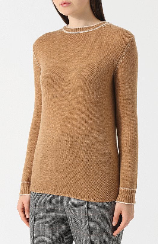 Кашемировый пуловер с контрастной отделкой Marni 