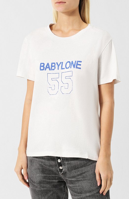 Хлопковая футболка с круглым вырезом и принтом Yves Saint Laurent 