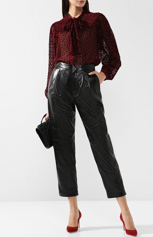 Полупрозрачная блуза с принтом и воротником аскот Yves Saint Laurent 
