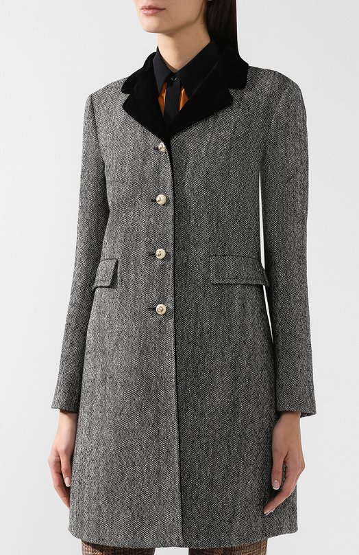 Шерстяное пальто с контрастным воротником Gucci 