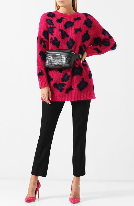 Удлиненный пуловер с круглым вырезом и принтом Valentino 